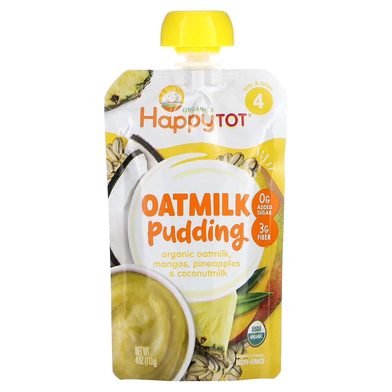 Happy Family Organics, Happy Tot, овсяный пудинг, этап 4, органическое овсяное молоко, бананы и батат, 113 г (4 унции)
