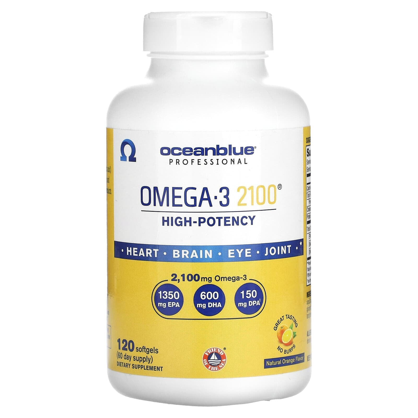 Professional, Omega-3 2100, High Potency, Natural Orange, 2,100 mg, 120 Softgels
