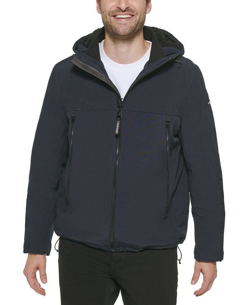 Calvin klein men's soft sale shell jacket with fleece lining