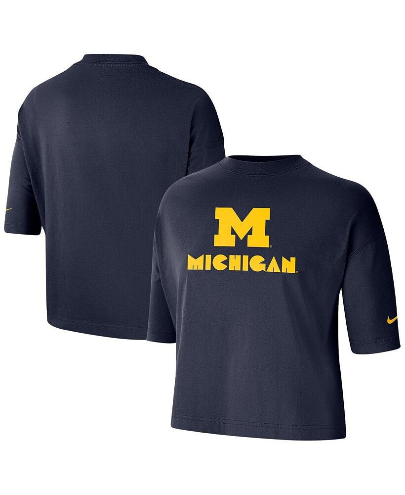 Nike women's Navy Michigan Wolverines Crop Performance T-shirt