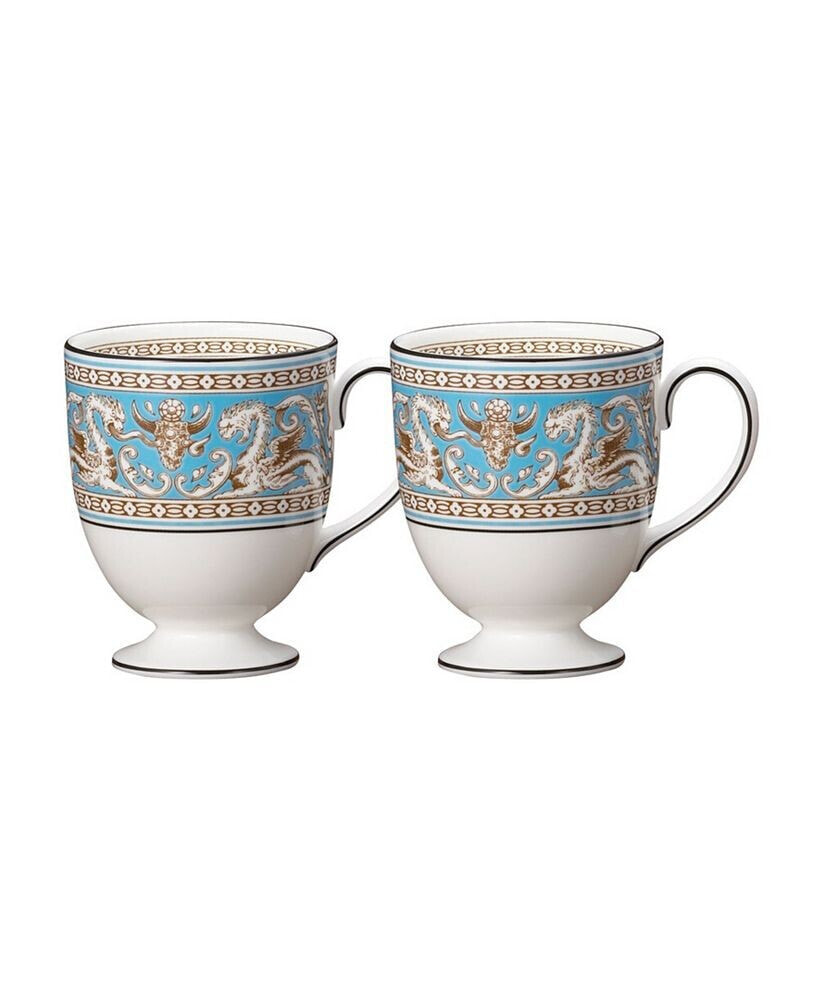 Wedgwood florentine Turquoise Mugs, Set Of 2
