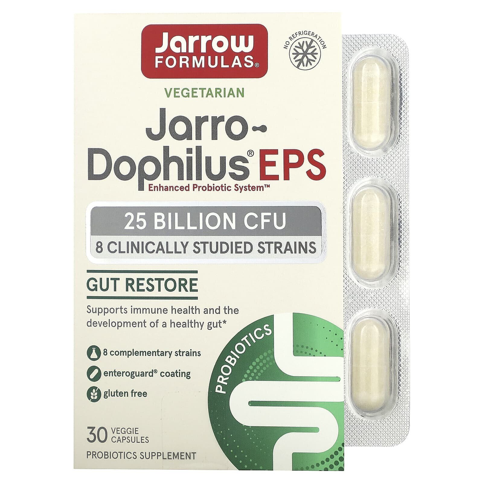 Jarrow Formulas, Jarro-Dophilus EPS, 25 миллиардов, 30 вегетарианских капсул