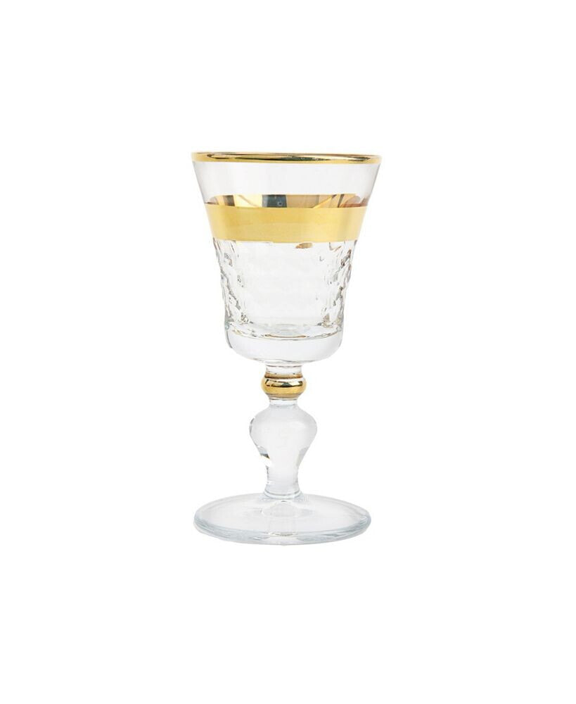 Classic Touch 2 Oz. Shot Glasses with Gold-Tone Cut Crystal Detail, Set of 6