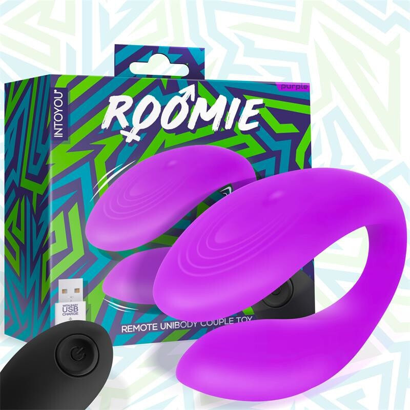 Roomie Couples Vibrator PurpleUnibody Liquid Silicone with Remote Control USB