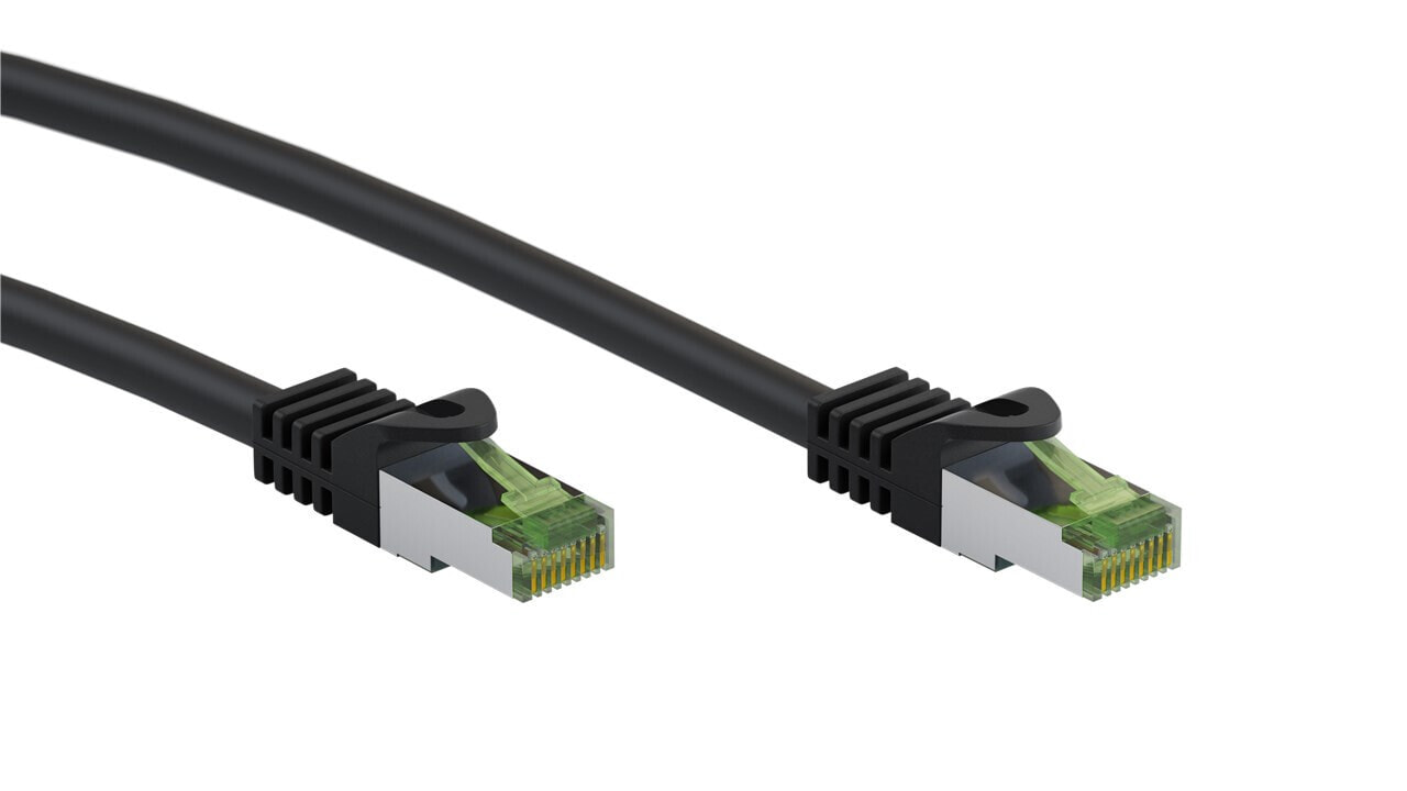 GHMT-zertifiziertes CAT 8.1 0,25m Patchkabel, S/FTP (PiMF), schwarz - Cable - Network
