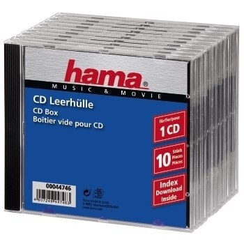 Hama CD Jewel Case Standard, Pack 10 1 диск (ов) Прозрачный 00044746