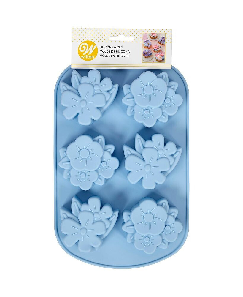 Wilton silicone Mold, Floral Party, 6 Cavity