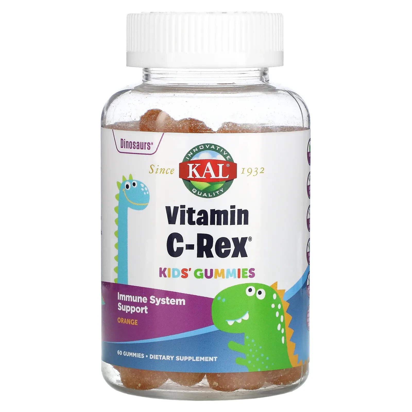 КАЛ, Детские жевательные таблетки с витамином C-Rex, с апельсином, 60 жевательных таблеток