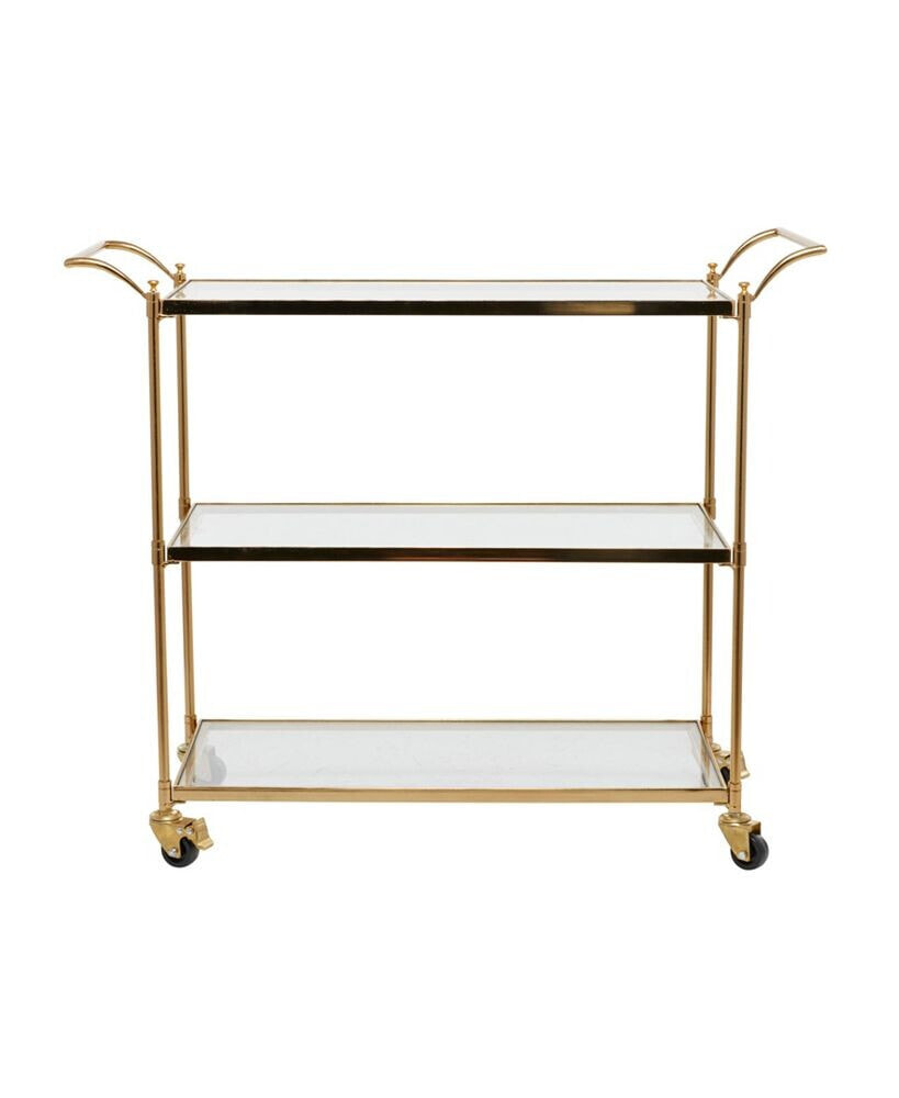 Rosemary Lane brass Iron Traditional Bar Cart