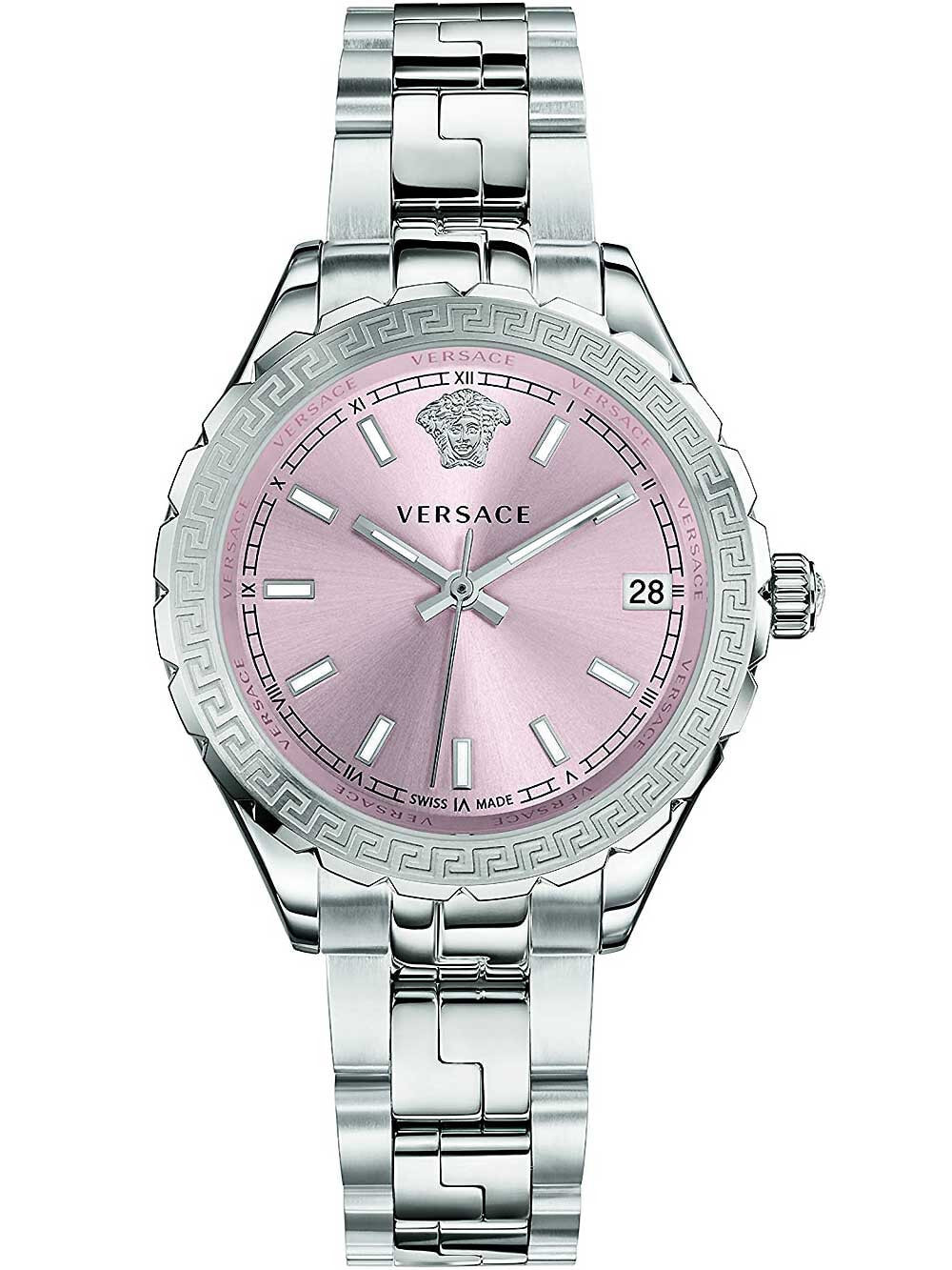 Женские наручные кварцевые часы Versace ремешок из нержавеющей стали. Водонепроницаемость-5 АТМ. Защищенное от царапин антибликовое сапфировое стекло.