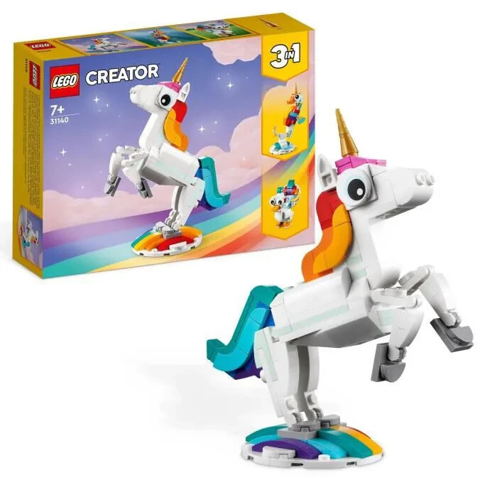 LEGO Creator 3-in-1 31140 The Magic Unicorn, Hippocampal und Peacock Toy, Tierfiguren