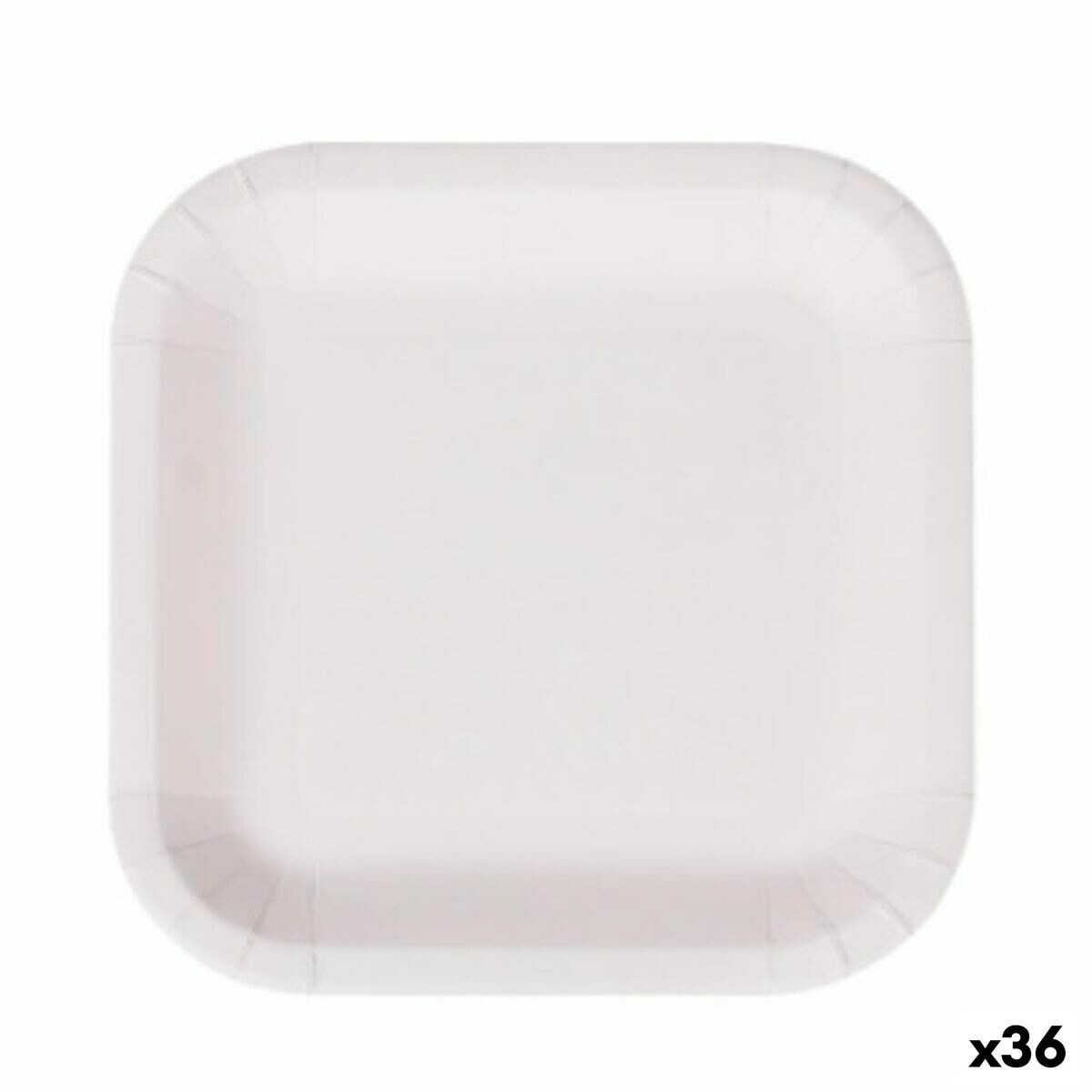 Plate set Algon Disposable White Cardboard Squared 26 cm (36 Units)