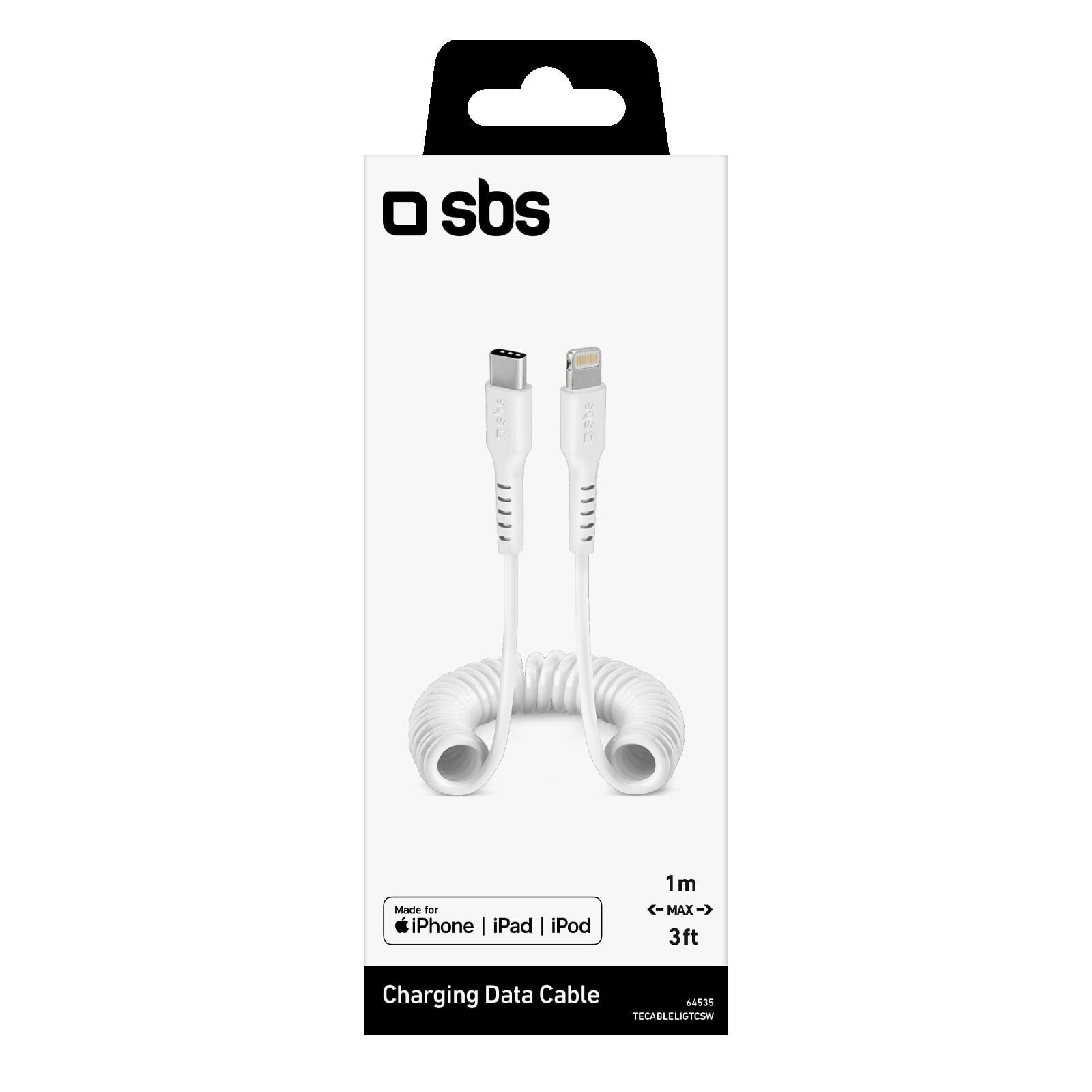 SBS Charging Data - 1 m - Lightning - USB C - Male - Male - White