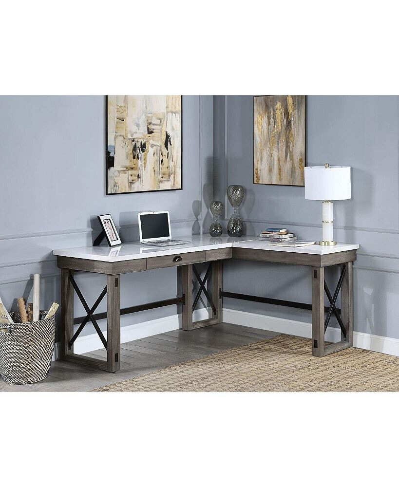 Simplie Fun talmar Writing Desk w/Lift Top in Marble Top & Weathered Gray Finish OF 00056