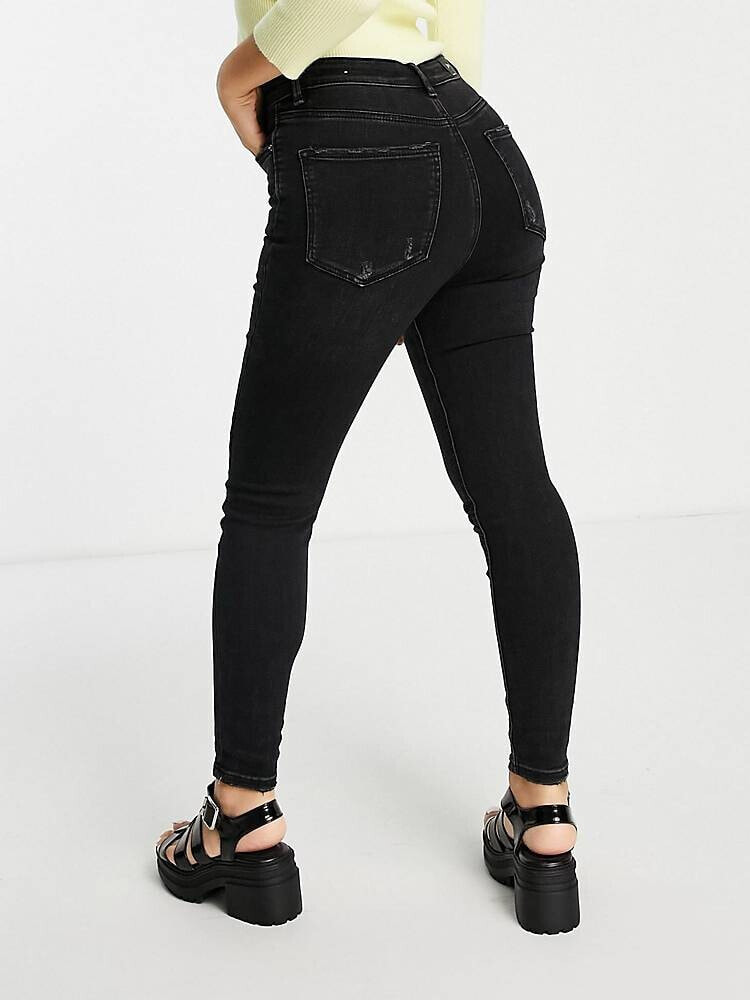 Stradivarius Petite – Enge Jeans mit sehr hoher Taille in Schwarz Size: US  0: Buy Online in the UAE, Price from 248 EAD & Shipping to Dubai