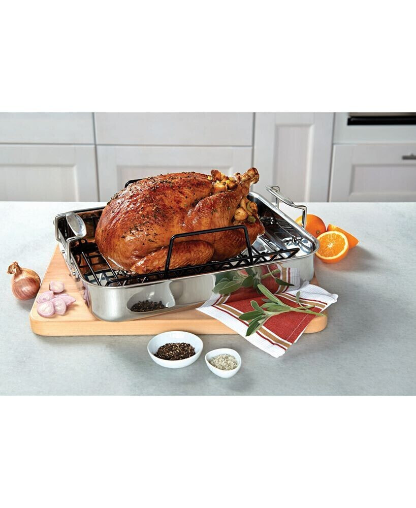 3-Ply Stainless Steel Roasting Pan with Nonstick Rack