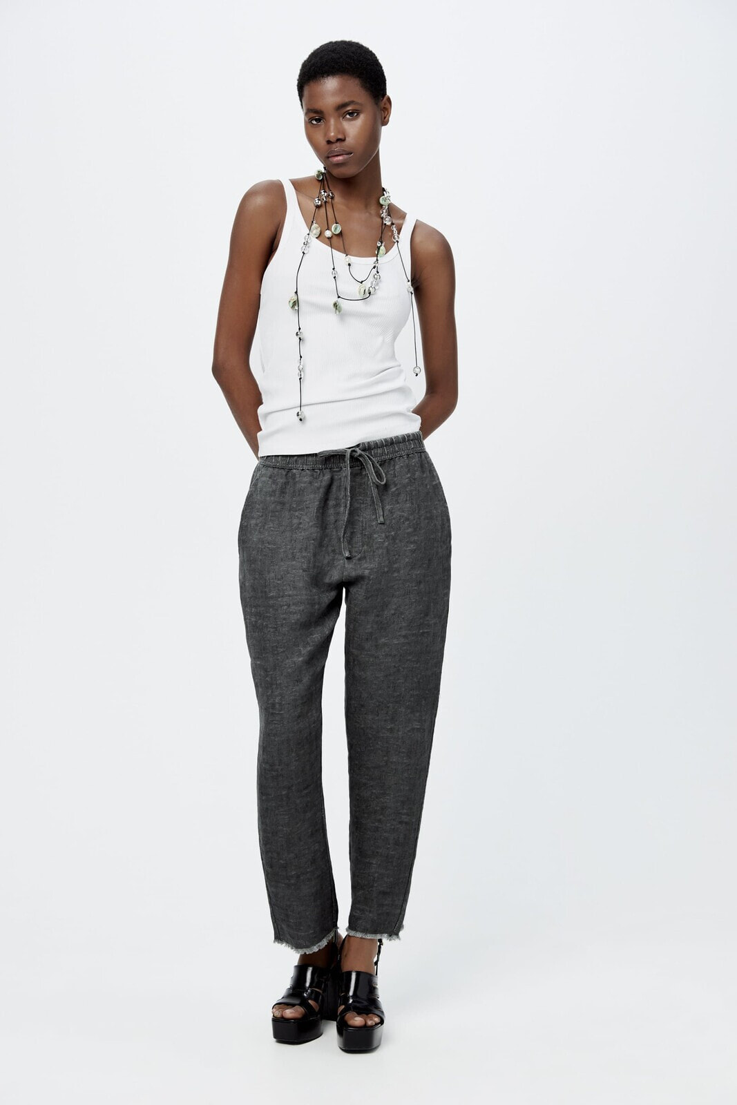 Zw collection linen blend jogger trousers