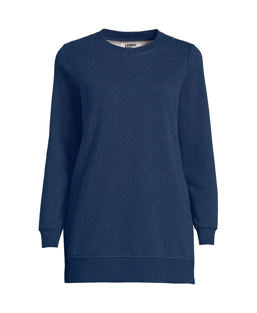 Women's Serious Sweats Crewneck Long Sleeve Sweatshirt Tunic Lands' End  Цвет: Blue print donegal; Размер: Small купить от 9990 рублей в  интернет-магазине MALL