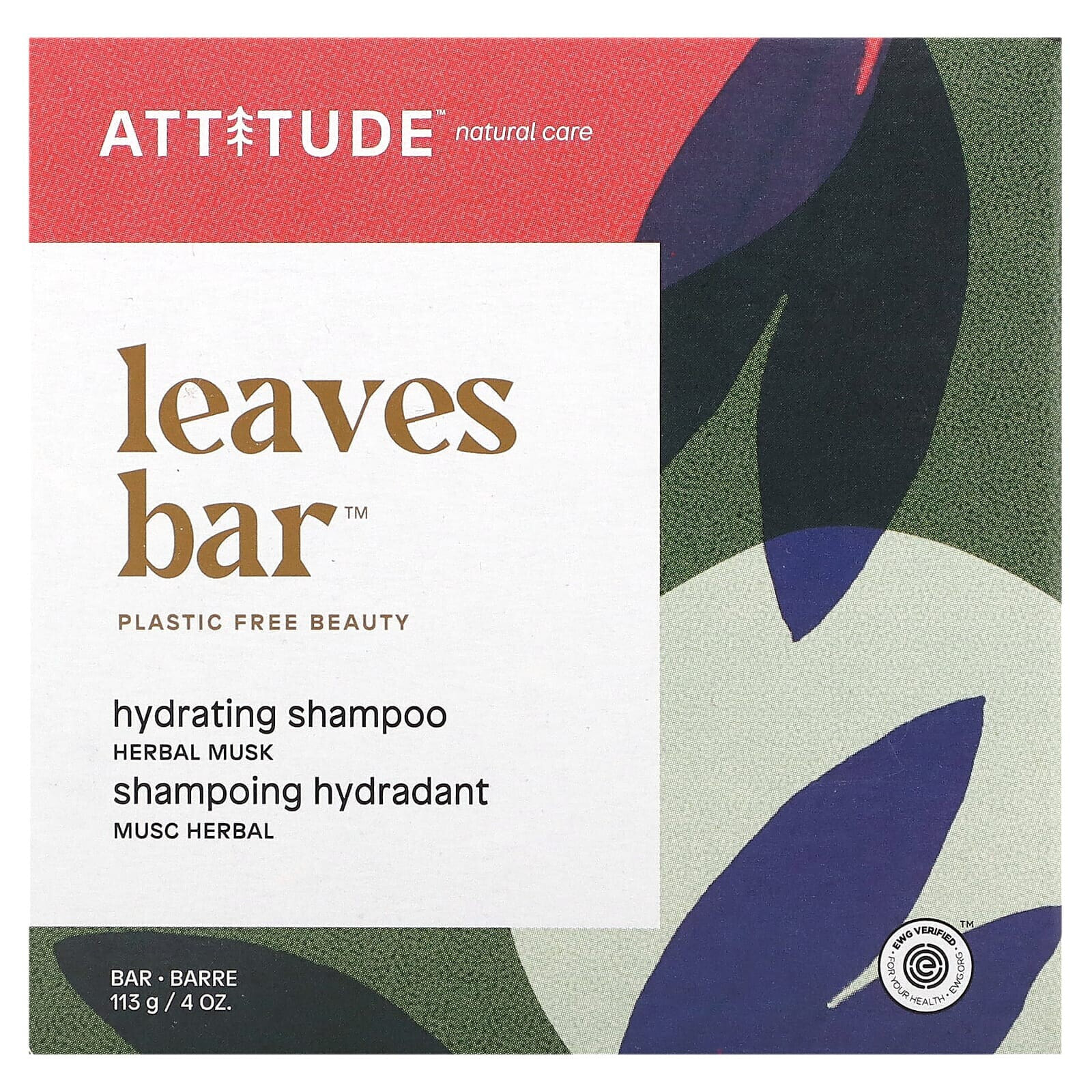 ATTITUDE, Leaves Bar, шампунь для увеличения объема, апельсиновый кардамон, 113 г (4 унции)