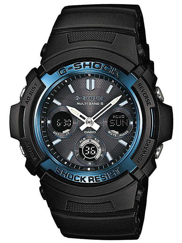 Мужские наручные часы с черным браслетом CASIO AWG-M100A-1AER G-SHOCK Radio Controlled Solar 46mm 20 ATM
