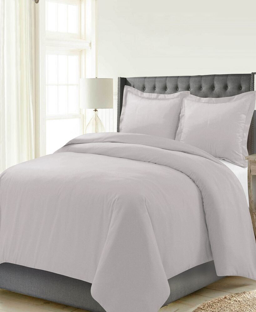 Luxury Weight Solid Cotton Flannel Duvet Cover Set, Twin/Twin XL