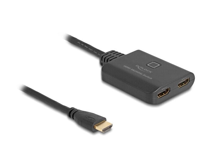 Delock HDMI Switch 2 x in zu 1 out 8K 60 Hz mit integriertem Kabel 50 - Cable - Digital/Display/Video