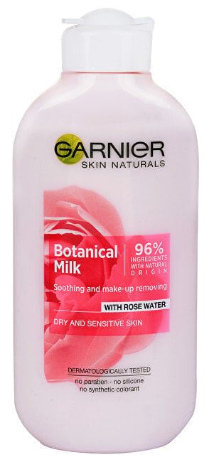 Garnier Skin Naturals Botanical Milk with Rose Water Нежное очищающее розовое молочко, для сухой и чувствительной кожи 200 мл