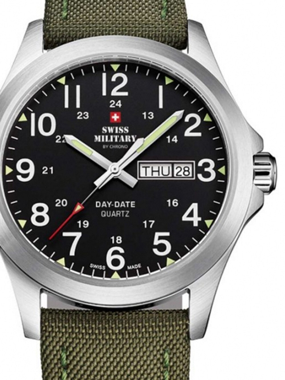 Мужские наручные часы с зеленым текстильным ремешком Swiss Military SMP36040.05 Mens 42mm 5 ATM