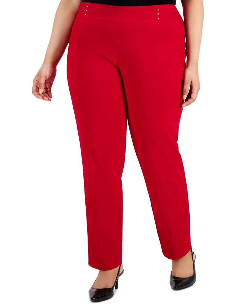 Plus Size Tummy Control Pull-On Slim-Leg Pants, Created for Macy's