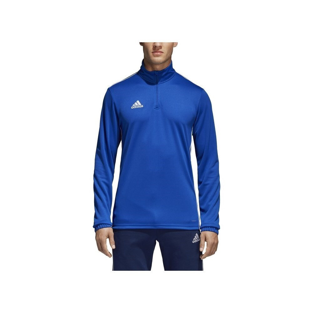 Мужской спортивный лонгслив с длинным рукавом синий с логотипом с молнией Adidas Core 18 Training Top