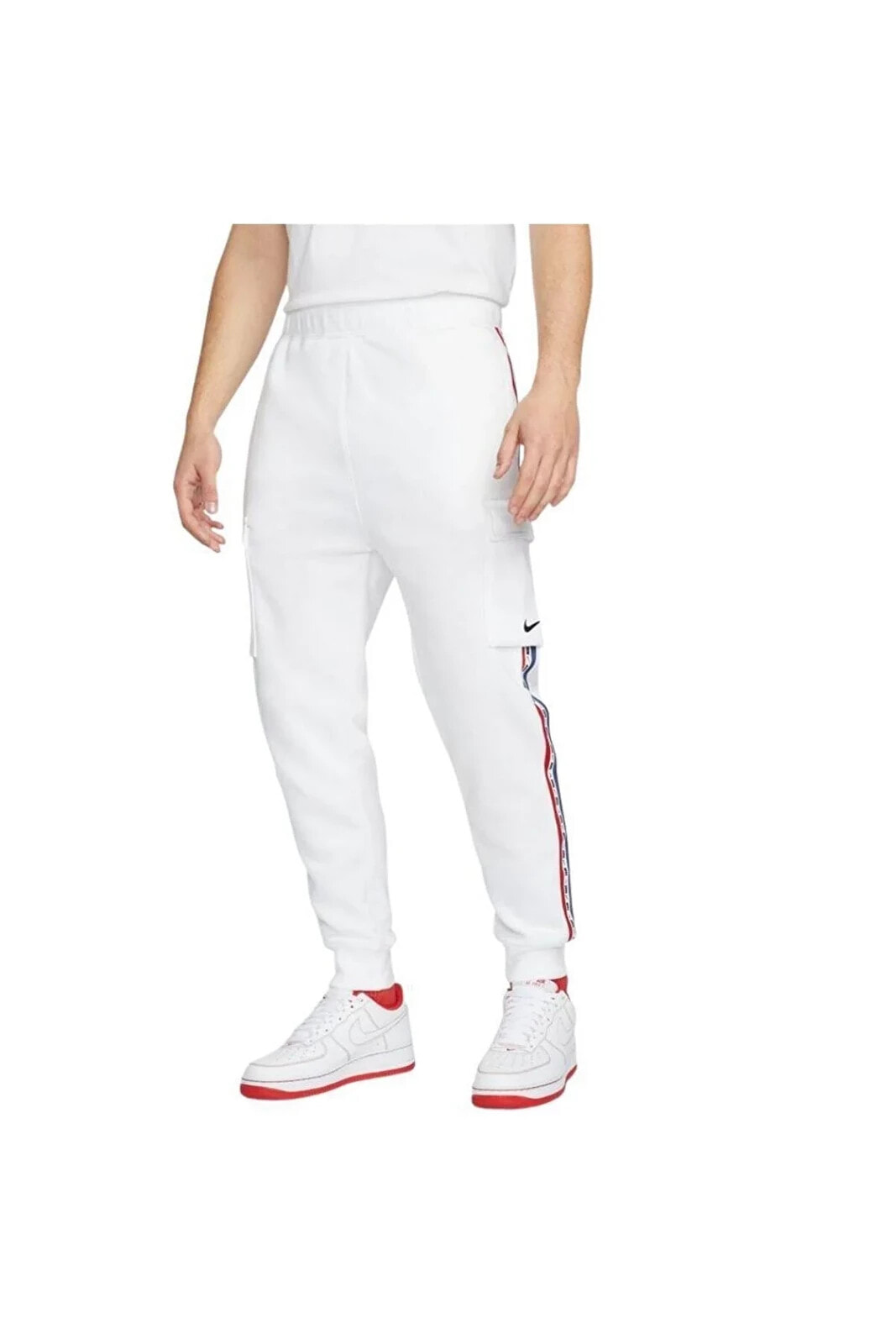 Sportswear Repeat Fleece Erkek Beyaz Cargo Spor Eşofman Altı Dm4680-100