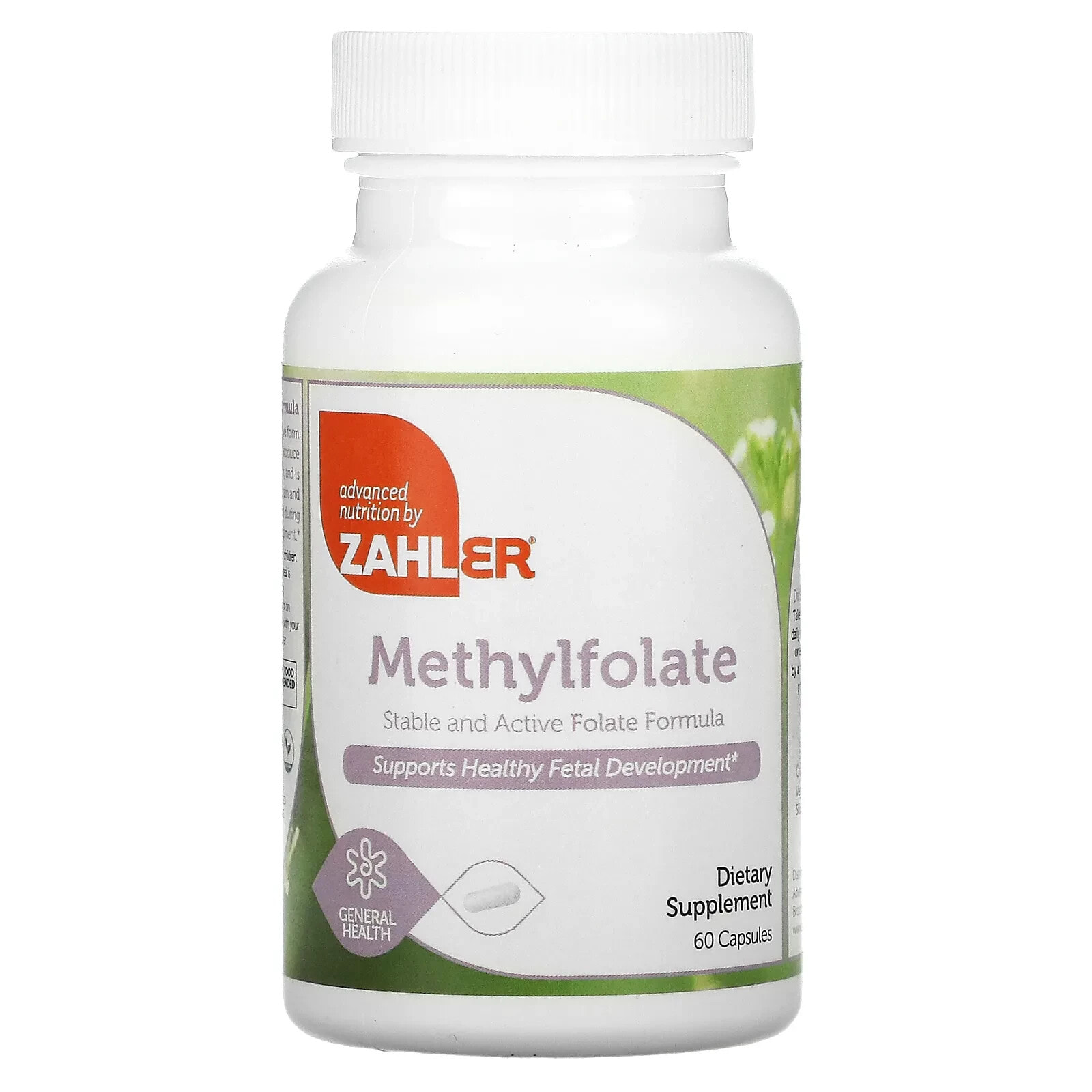 Zahler, метилфолат, стабильный и активный фолат, способствует здоровому развитию плода, 120 капсул