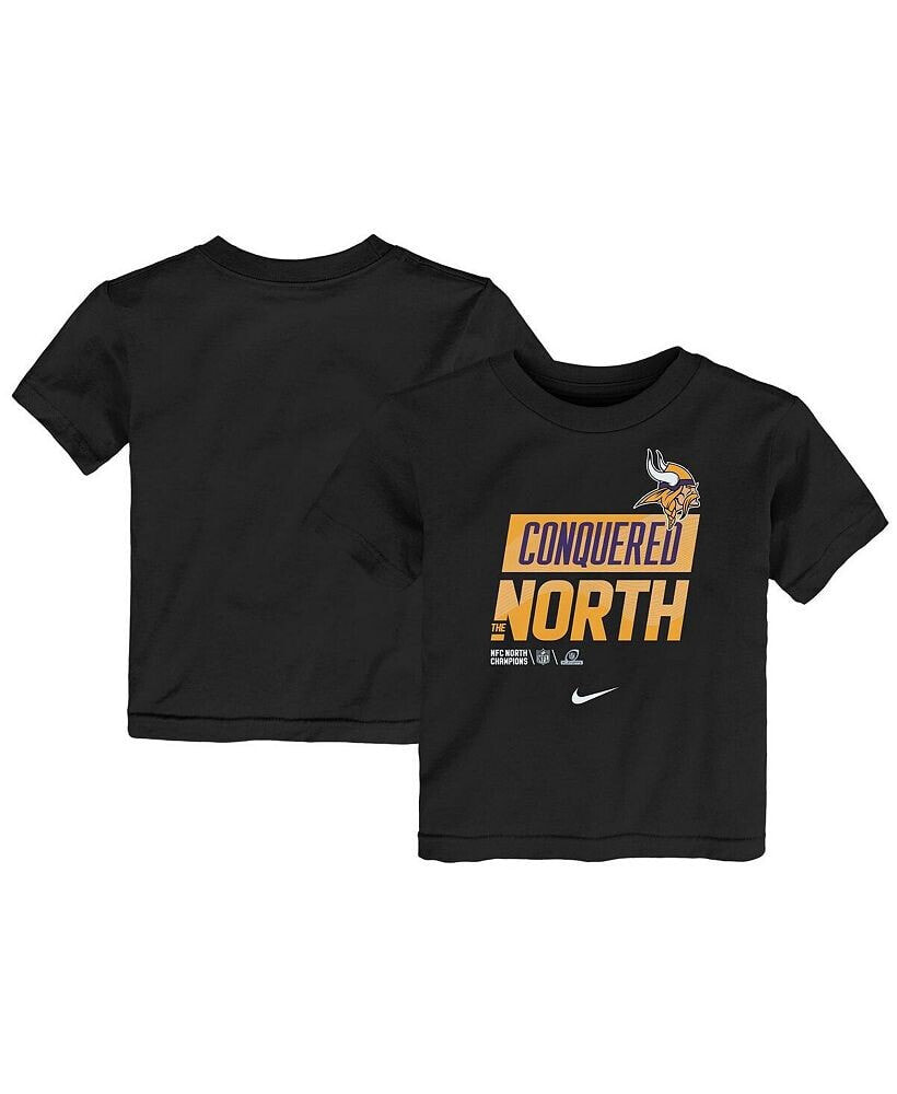 Nike toddler Boys and Girls Black Minnesota Vikings 2022 NFC North Division Champions Locker Room Trophy Collection T-shirt