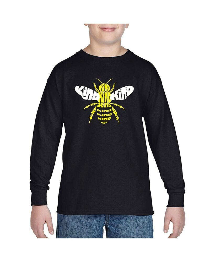 LA Pop Art big Boy's Word Art Long Sleeve T-shirt - Bee Kind