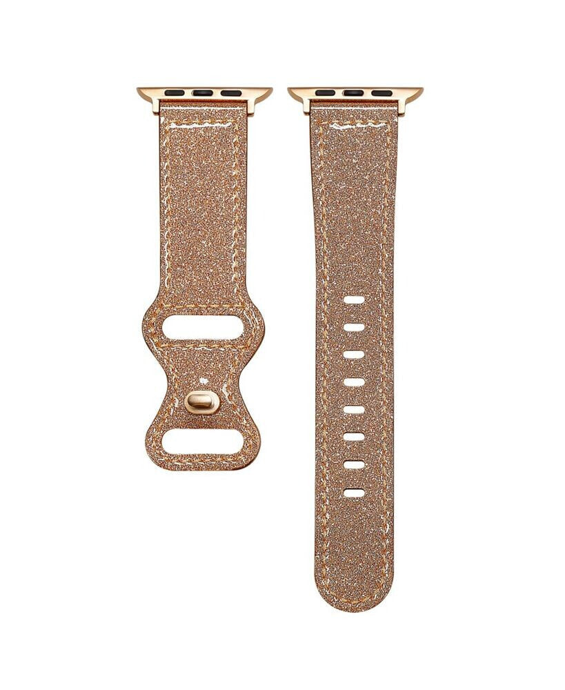 Callie Rose Gold Plated Glitter Genuine Leather Band for Apple Watch, 38mm-40mm