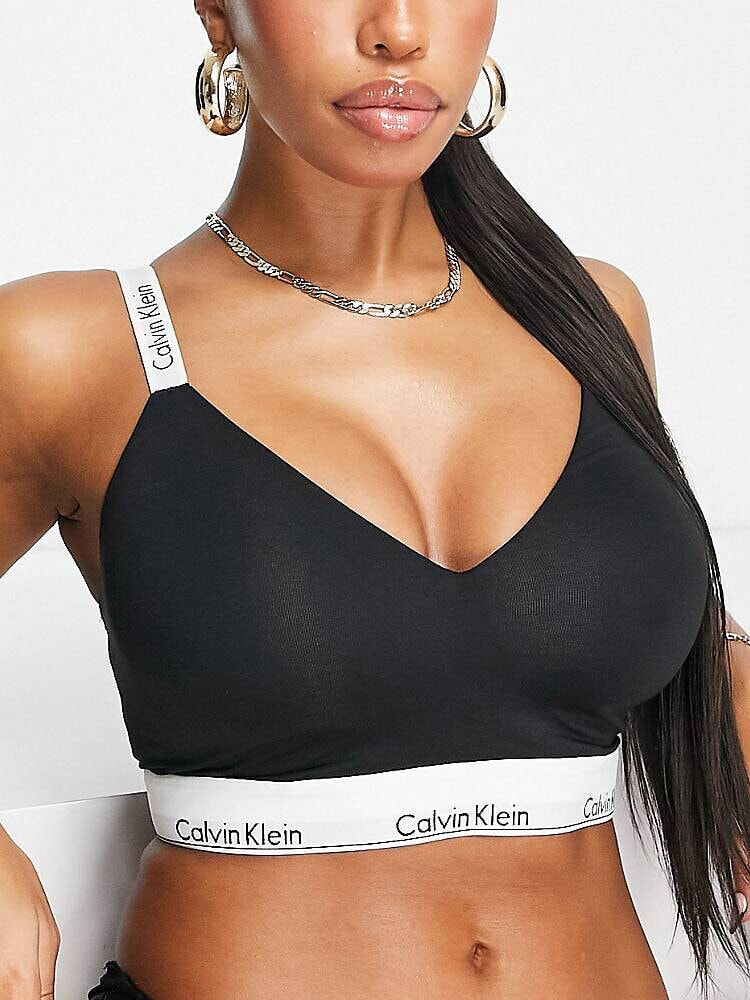 Calvin Klein – Größere Brust – Modern Cotton – Leicht gefüttertes Bralette in Schwarz