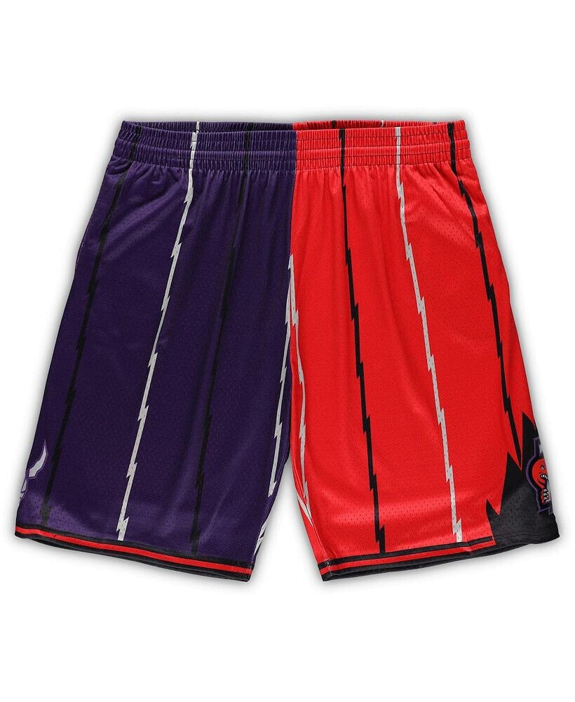 Mitchell & Ness men's Purple, Red Toronto Raptors Big and Tall Hardwood Classics Split Swingman Shorts