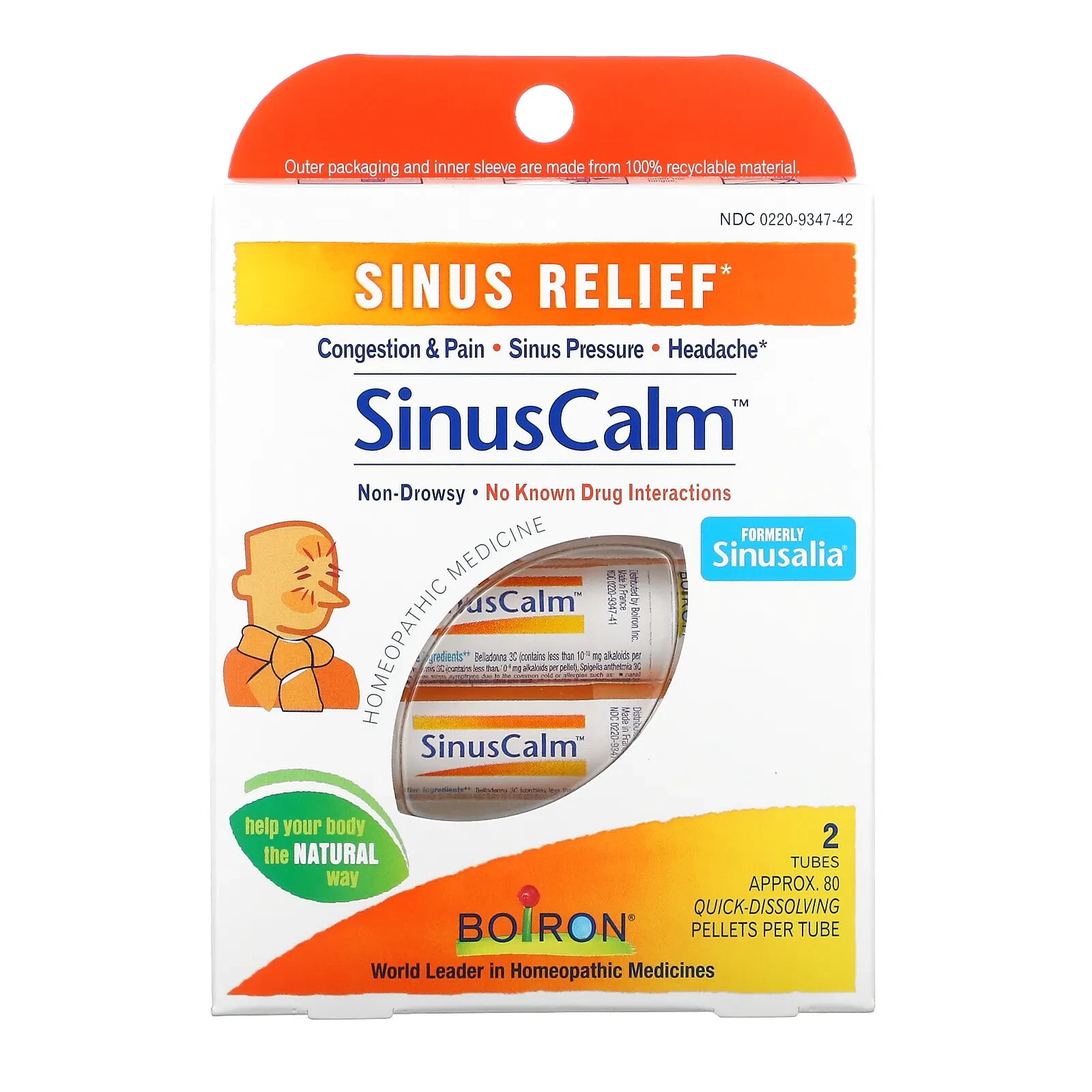 SinusCalm, Sinus Relief, 2 Tubes, Approx. 80 Pellets Each