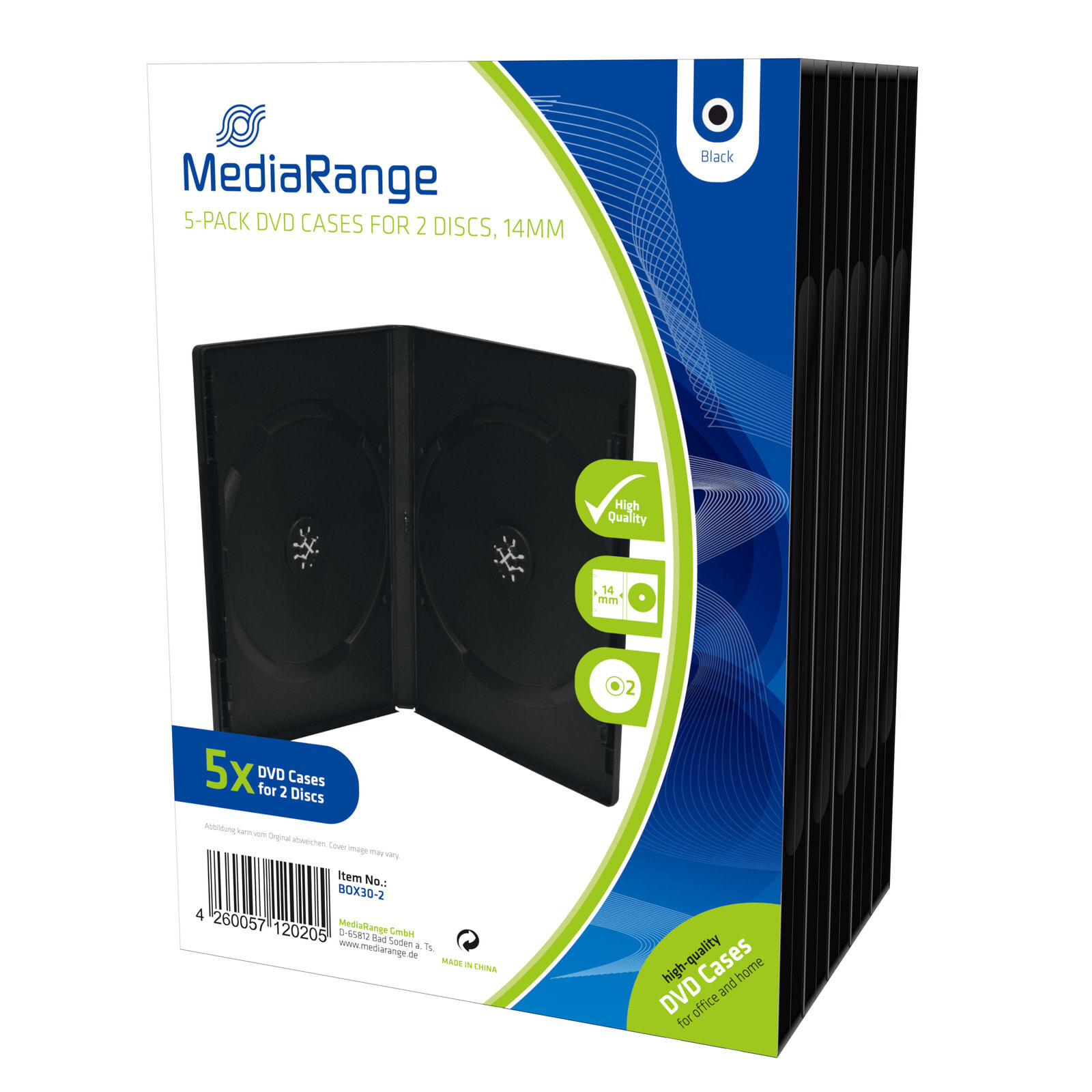 MediaRange BOX30-2 чехлы для оптических дисков Кейс для DVD дисков 2 диск (ов) Черный