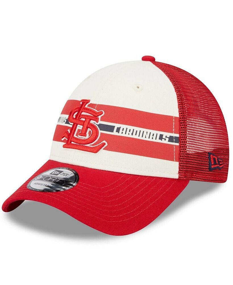 Men's White, Red St. Louis Cardinals Team Stripe Trucker 9Forty Snapback Hat