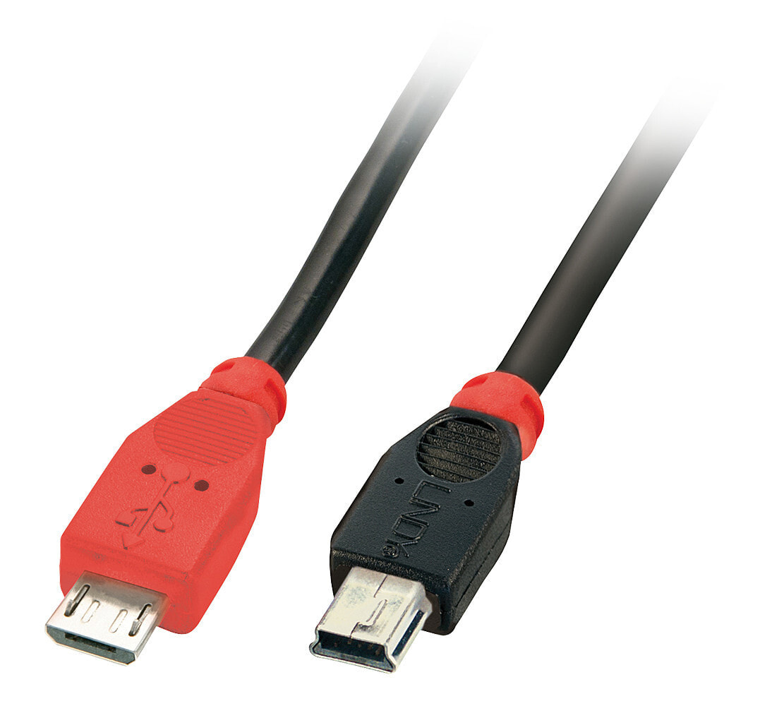 Lindy 31717 USB кабель 0,5 m 2.0 Mini-USB B Micro-USB B Черный, Красный