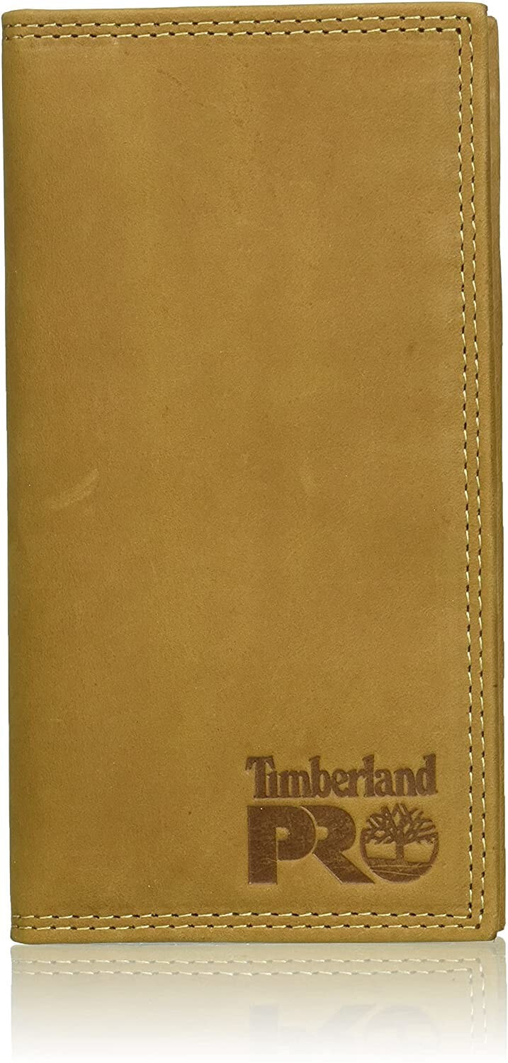 Мужской портмоне кожаный коричневый горизонтальный  без застежки Timberland PRO Men's Leather Long Bifold Rodeo Wallet with RFID