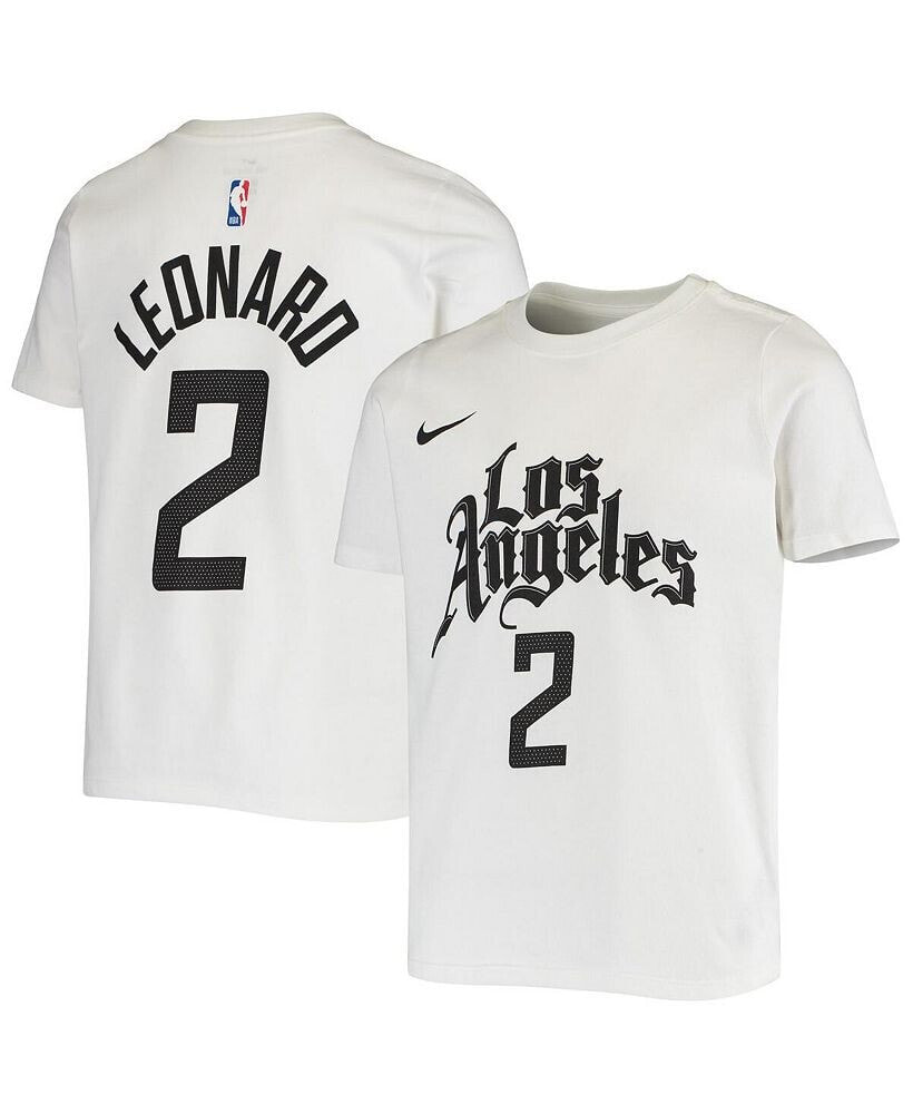 Youth Boys Kawhi Leonard White LA Clippers Name and Number Performance T-shirt