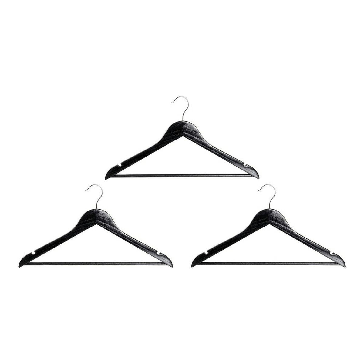 Set of Clothes Hangers DKD Home Decor Black Wood Metal Plastic 3 Pieces 45 x 1,3 x 22 cm (3 pcs)