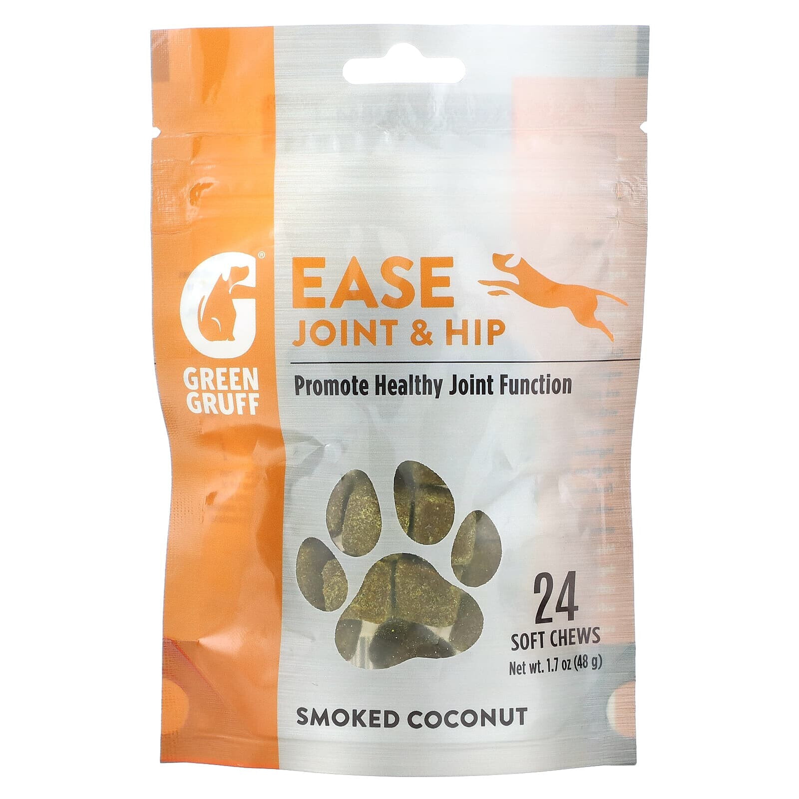 Green Gruff, Ease Joint & Hip, Smoked Coconut, 24 Soft Chews, 1.7 oz (48 g)