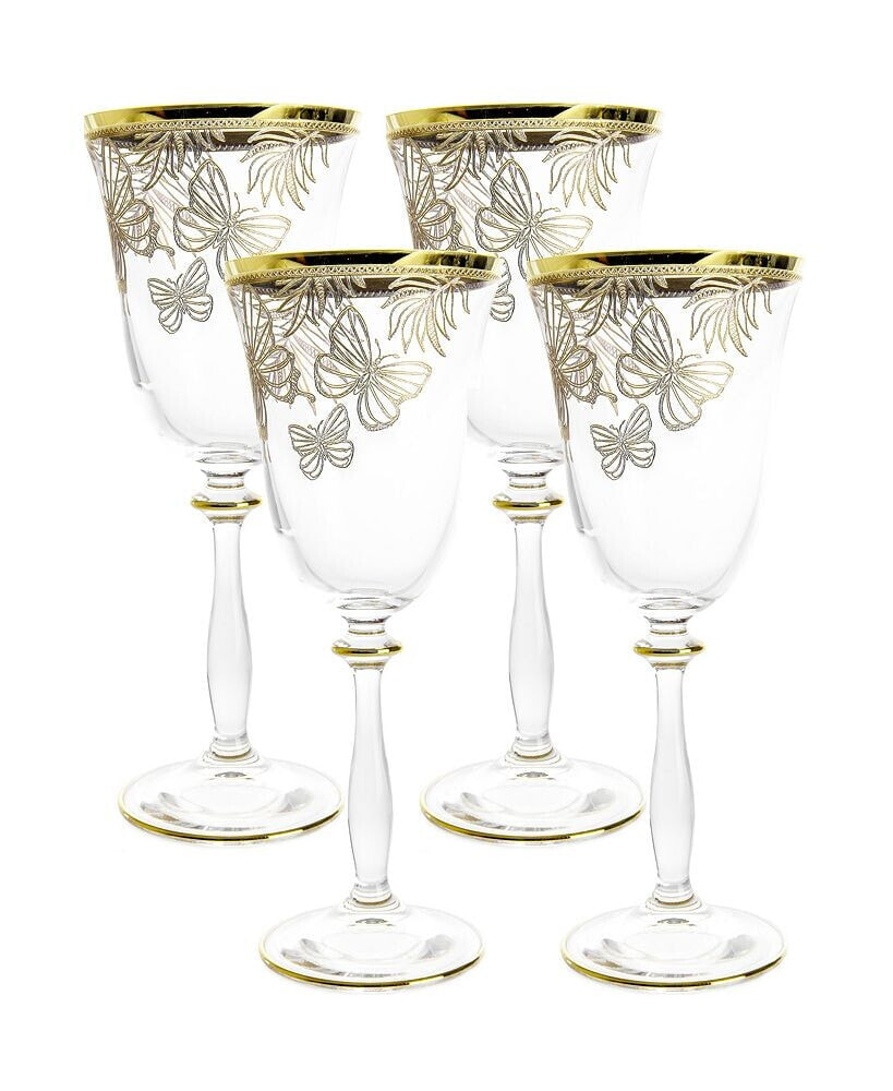 Vivience butterfly Design Water Glasses 8.75 oz, Set of 4