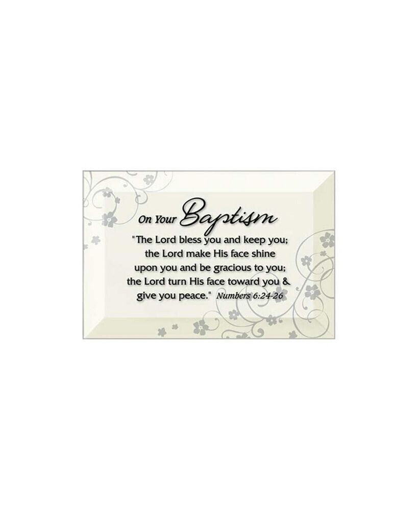 Baptism Beveled Glass Plaque with Easel, 4