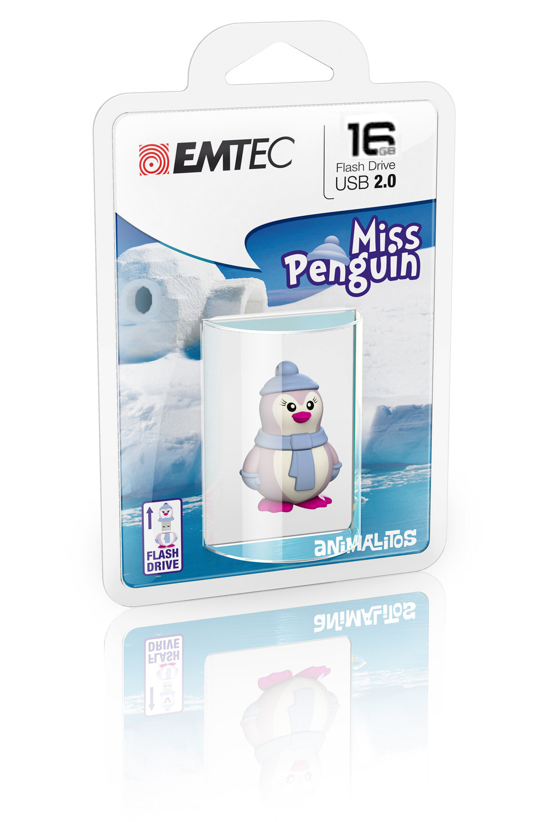 Emtec Miss Penguin USB флеш накопитель 16 GB USB тип-A 2.0 Синий, Пурпурный, Белый ECMMD16GM336