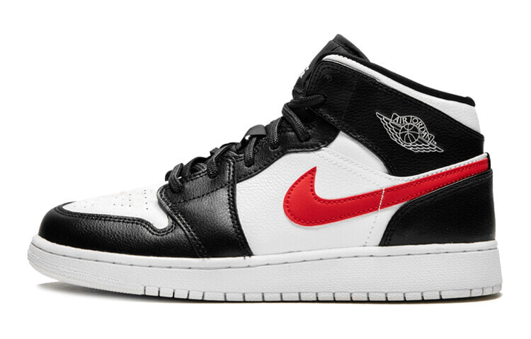 Jordan Air Jordan 1 Mid 四色鸳鸯 中帮 复古篮球鞋 GS 黑白红 / Кроссовки Jordan Air Jordan 1 Mid GS 554725-052