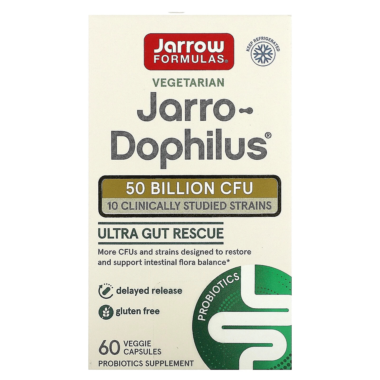 джэрроу формулас, Jarro-Dophilus Ultra, 50 миллиардов, 60 вегетарианских капсул